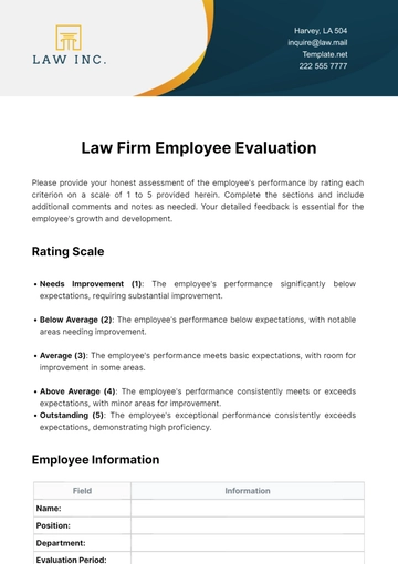 Free Law Firm Employee Evaluation Template to Edit Online
