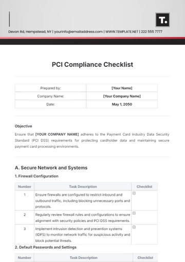 Free PCI Compliance Checklist Template to Edit Online