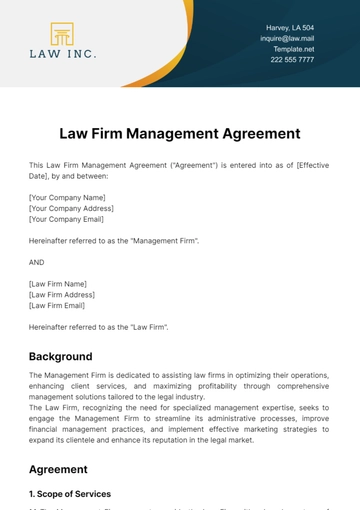 Free Law Firm Management Agreement Template to Edit Online