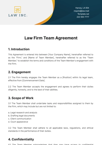 Free Law Firm Team Agreement Template to Edit Online