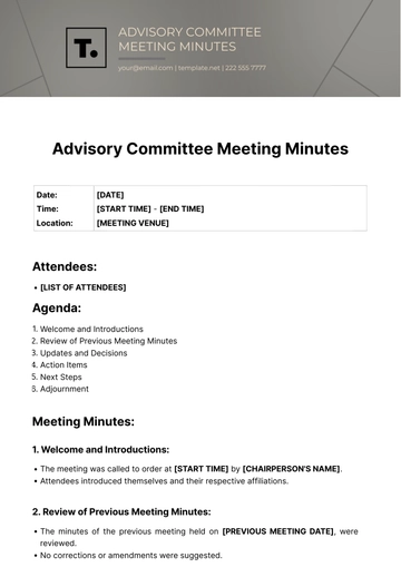 Free Advisory Committee Meeting Minutes Template to Edit Online