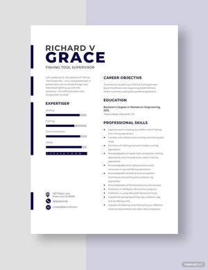 Fishing Tool Supervisor Resume