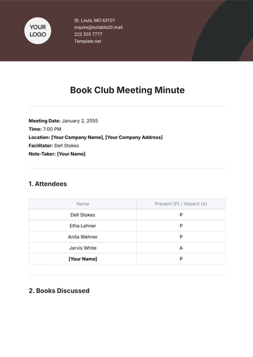 Free Book Club Meeting Minutes Template to Edit Online