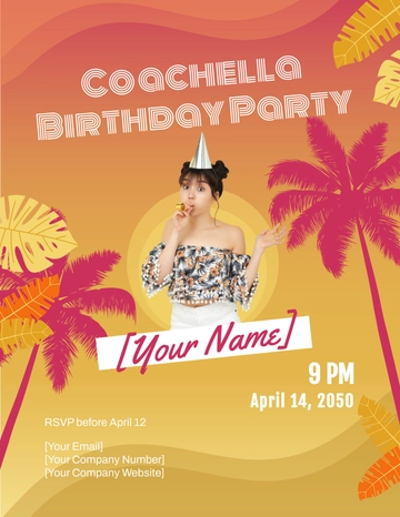 Free Coachella Birthday Flyer Template to Edit Online