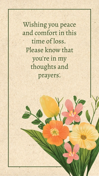 Free Sympathy Flowers Card Message Template to Edit Online
