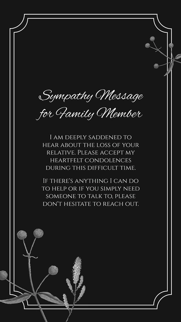 Free Sympathy message for Family Member Template to Edit Online