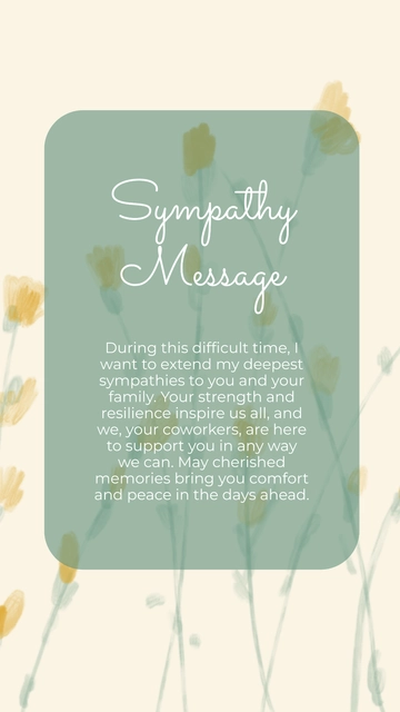Free Sympathy message for coworker Template to Edit Online