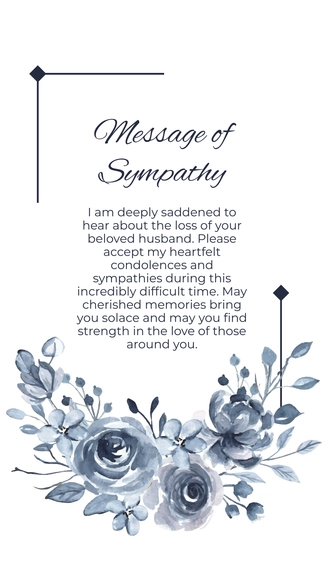 Free Sympathy message for loss of husband Template to Edit Online