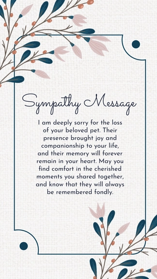 Free Sympathy message for loss of pet Template to Edit Online
