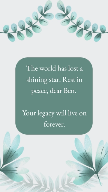 Free Celebrity Sympathy Messages Template to Edit Online