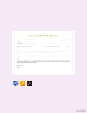 Notice to Vacate from Landlord to Tenant Template