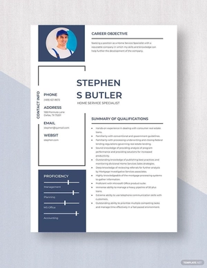 Home Service Specialist Resume