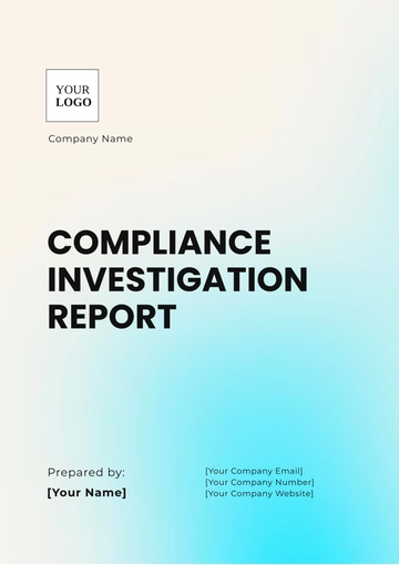 Free Compliance Investigation Report Template to Edit Online