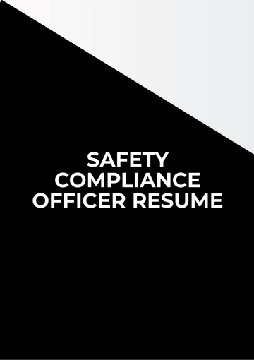 Free Safety Compliance Officer Resume Template to Edit Online