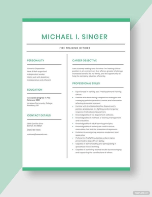 Fire Training Officer Resume