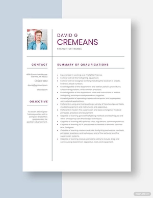 Firefighter Trainee Resume