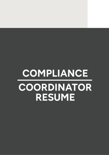 Free Compliance Coordinator Resume Template to Edit Online