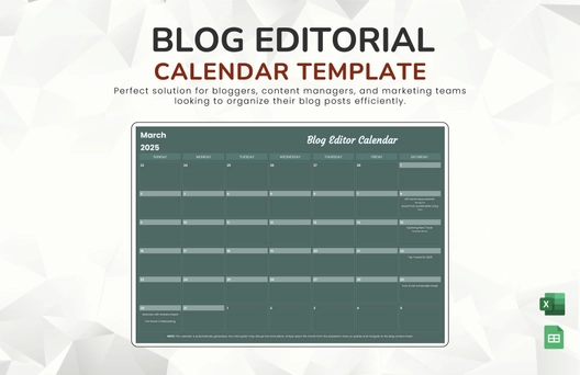 Blog Editorial Calendar Template