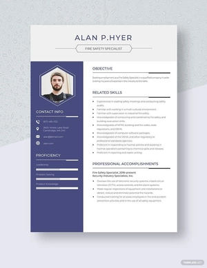 Fire Safety Specialist Resume