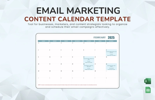 Email Marketing Content Calendar Template