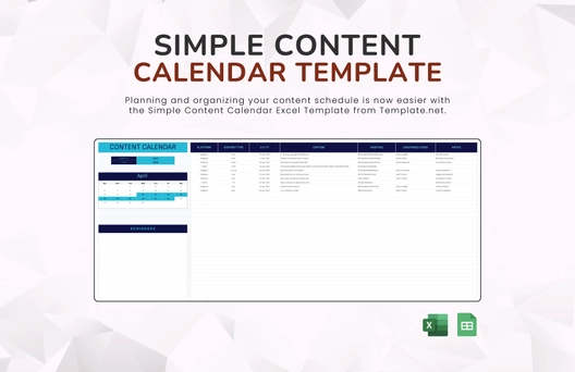 Simple Content Calendar Template