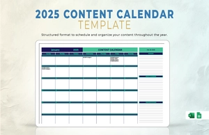 2025 Content Calendar Template