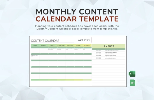 Monthly Content Calendar Template