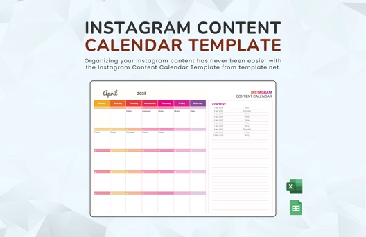 Instagram Content Calendar Template
