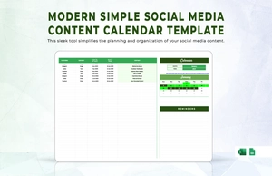 Modern Simple Social Media Content Calendar Template