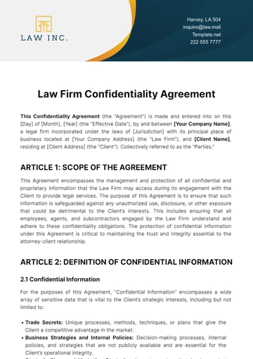 Free Law Firm Confidentiality Agreement Template to Edit Online