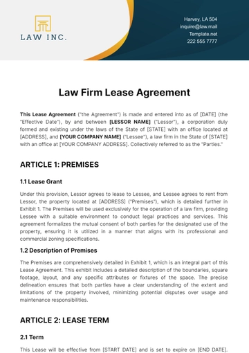 Free Law Firm Lease Agreement Template to Edit Online