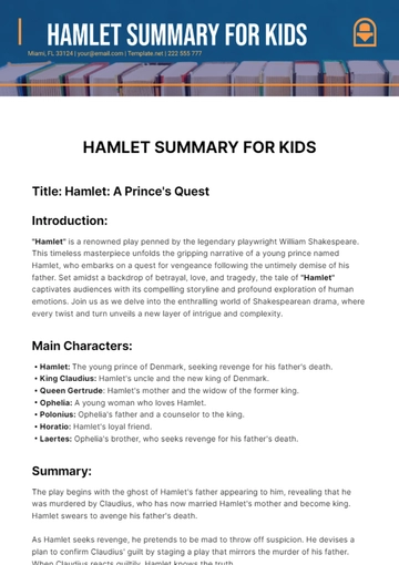Free hamlet summary for kids Template to Edit Online