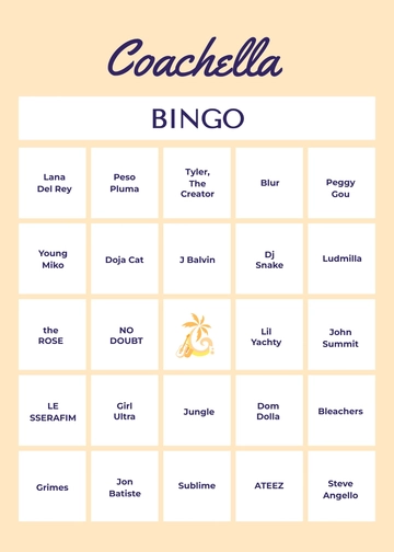 Free Coachella Bingo Card Template to Edit Online