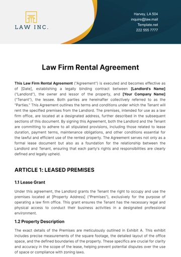 Free Law Firm Rental Agreement Template to Edit Online