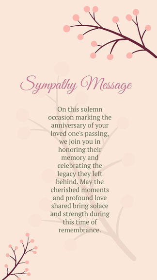 Free sympathy message for anniversary of death Template to Edit Online