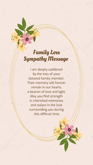 Free Family Loss Sympathy Message to Edit Online