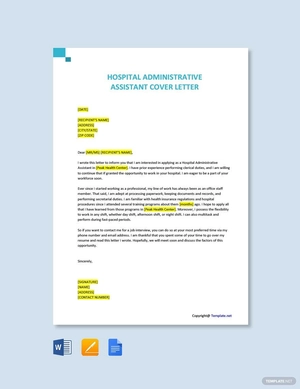 Hospital Administrative Assistant Cover Letter