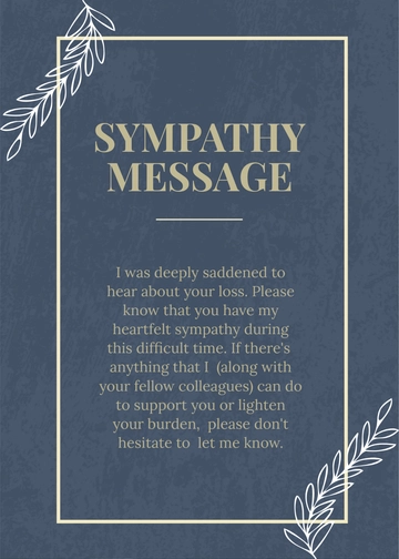 Free Sympathy Message for Colleague to Edit Online