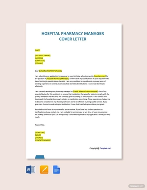 Hospital Pharmacy Manager Cover Letter