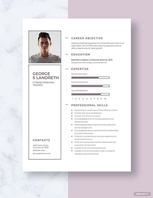 Fitness Personal Trainer Resume