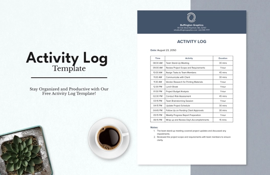 Activity Log Template Activity Log Template