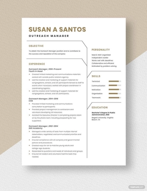 Outreach Manager Resume