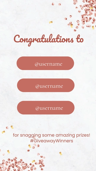 Free Congratulations to Giveaway Winners Instagram Story Template to Edit Online