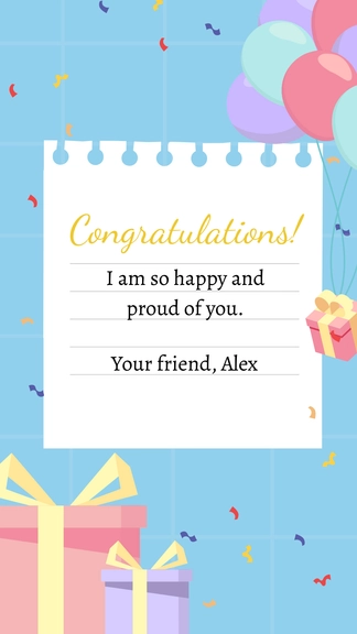 Free Friend Congratulations Card Template to Edit Online