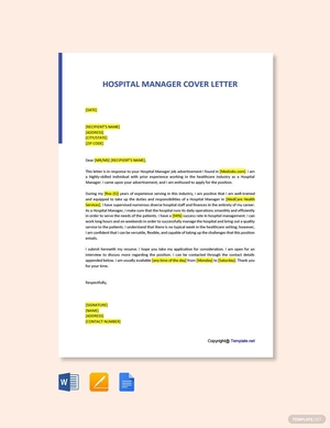 Hospital Manager Cover Letter