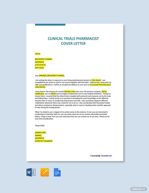 Clinical Trials Pharmacist Cover Letter
