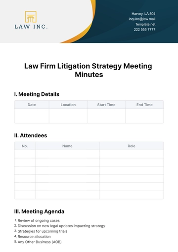Free Law Firm Litigation Strategy Meeting Minutes Template to Edit Online