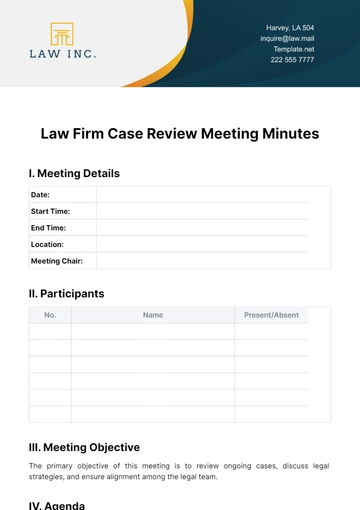 Free Law Firm Case Review Meeting Minutes Template to Edit Online