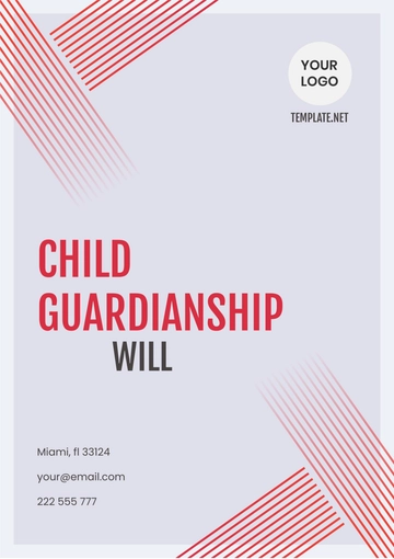 Free Child Guardianship Will Template to Edit Online