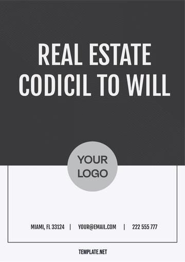 Free Real Estate Codicil To Will Template to Edit Online